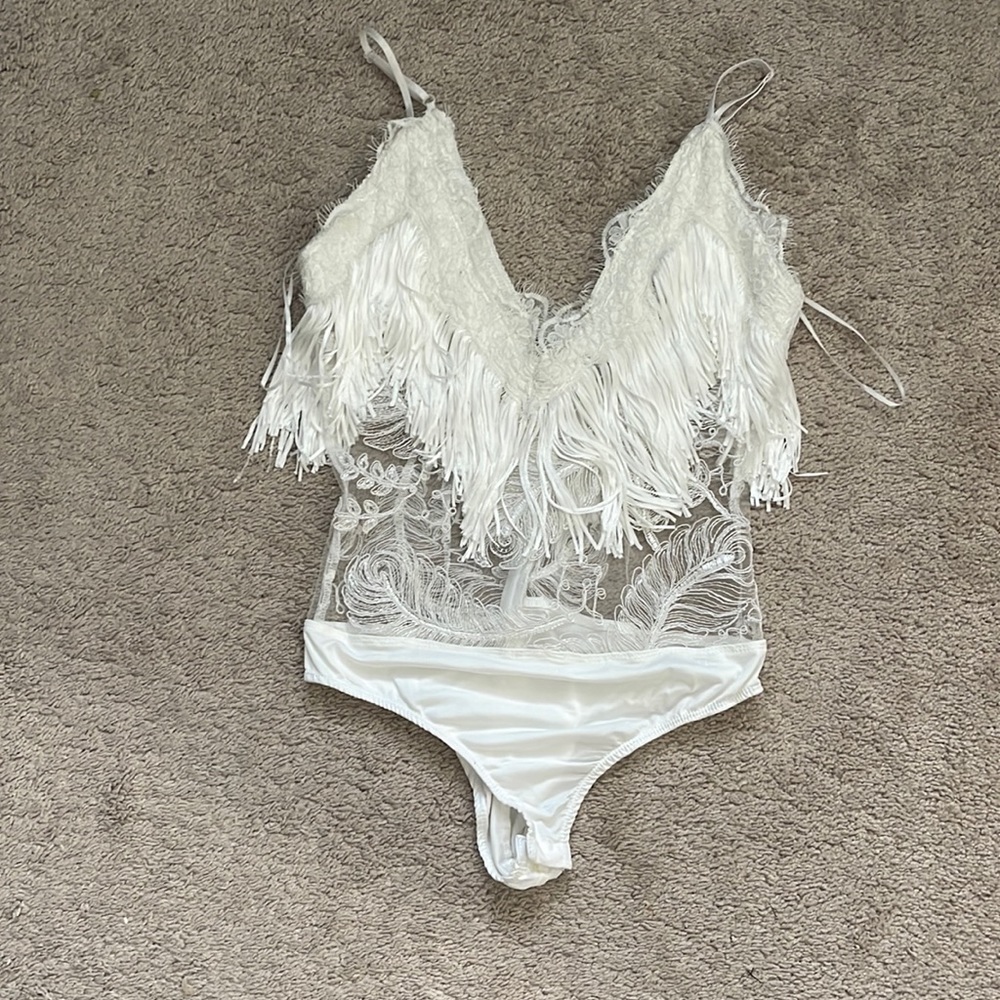 Body suit with fringe